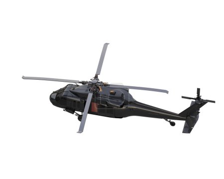Foto de Helicóptero militar aislado sobre fondo blanco. representación 3d - ilustración - Imagen libre de derechos