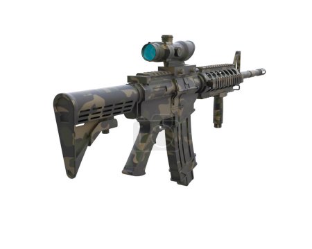 Photo for Machine gun with scope isolated on grey background. 3d rendering - illustration - Royalty Free Image