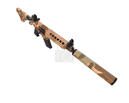 Photo for Machine gun isolated on grey background. 3d rendering - illustration - Royalty Free Image
