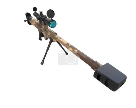 Photo for Firearm with scope isolated on white background. 3d rendering - illustration - Royalty Free Image