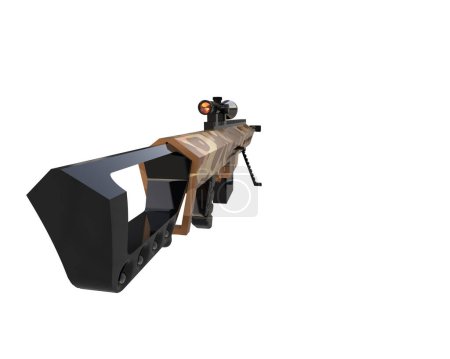 Photo for Machine gun isolated on white background. 3d rendering, illustration. - Royalty Free Image