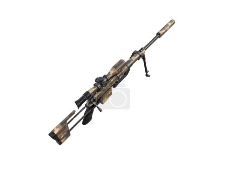 Photo for Firearm with scope isolated on white background. 3d rendering - illustration - Royalty Free Image