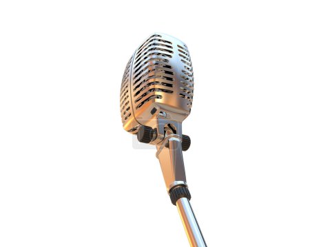 Téléchargez les photos : Microphone vintage sur fond blanc - en image libre de droit