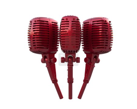 Photo for Vintage concert microphones isolated on background. 3d rendering - illustration - Royalty Free Image