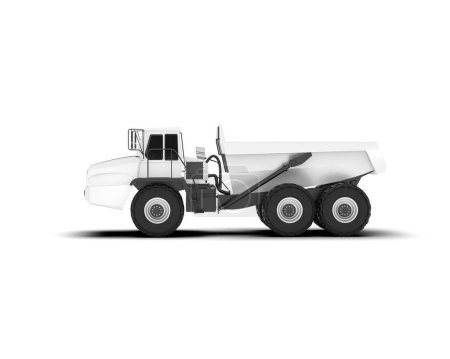 Téléchargez les photos : Grand camion lourd isolé sur fond blanc. rendu 3d - illustration - en image libre de droit