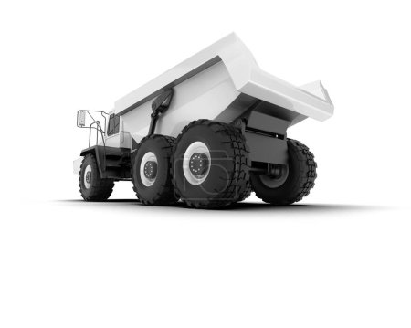 Téléchargez les photos : Grand camion lourd isolé sur fond blanc. rendu 3d - illustration - en image libre de droit