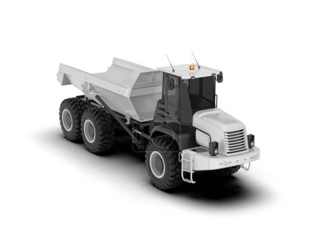 Téléchargez les photos : Grand camion lourd sur fond blanc. Rendement 3D. Van blanc isolé sur fond blanc. rendu 3d - illustration - en image libre de droit