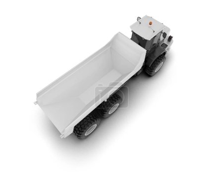 Téléchargez les photos : Grand camion lourd sur fond blanc. Rendement 3D. Van blanc isolé sur fond blanc. rendu 3d - illustration - en image libre de droit