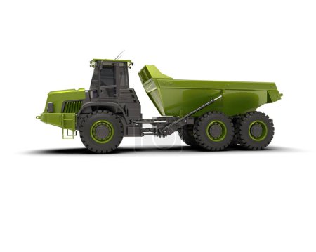 Photo for Dump truck  isolated on white background. 3 d rendering - Royalty Free Image