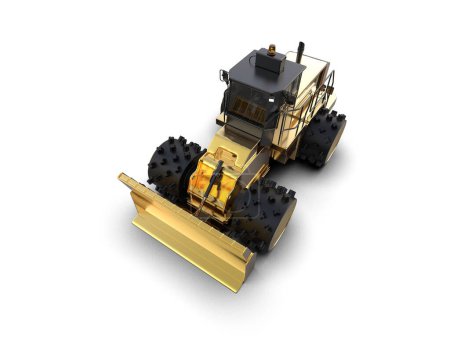 Photo for Bulldozer isolated on background. 3d rendering - illustration - Royalty Free Image
