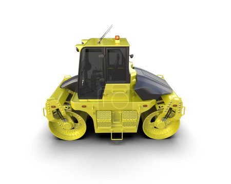 Articulated tandem road roller isolated on white background. 3d rendering - illustration