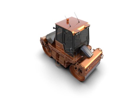 Articulated tandem road roller isolated on white background. 3d rendering - illustration