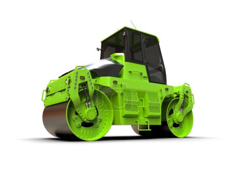 Photo for Articulated tandem road roller isolated on white background. 3d rendering - illustration - Royalty Free Image