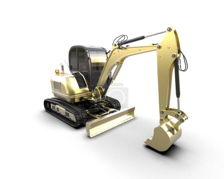 Photo for Compact excavator isolated on white background. 3d rendering - illustration - Royalty Free Image
