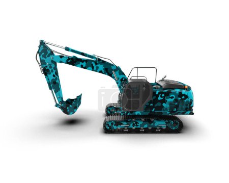Photo for Excavator isolated on white background. 3d rendering - illustration - Royalty Free Image