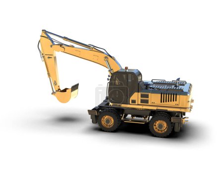 Photo for Excavator isolated on background. 3d rendering - illustration - Royalty Free Image