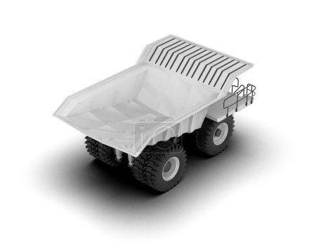 Photo for Mining truck isolated on white background. 3d rendering - illustration - Royalty Free Image
