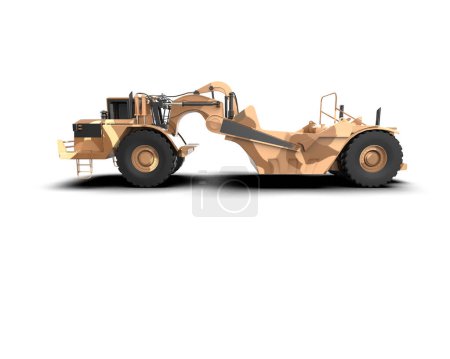 Photo for Wheel tractor scraper isolated on white background. 3d rendering - illustration - Royalty Free Image