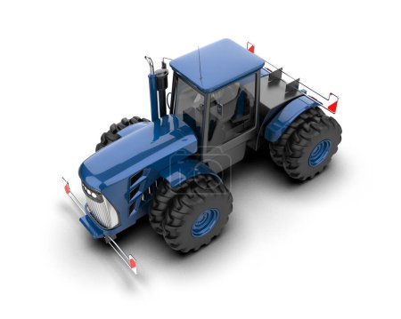 Téléchargez les photos : Tracteur moderne sur fond blanc, illustration de rendu 3d - en image libre de droit