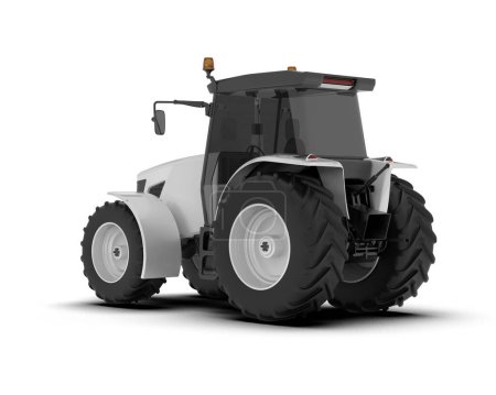 Téléchargez les photos : Tracteur moderne sur fond blanc, illustration de rendu 3d - en image libre de droit