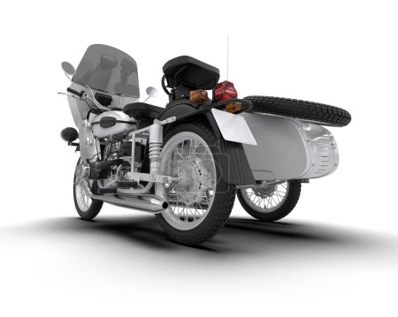Photo for Motorcycle with sidecar isolated on background. 3d rendering - illustration - Royalty Free Image