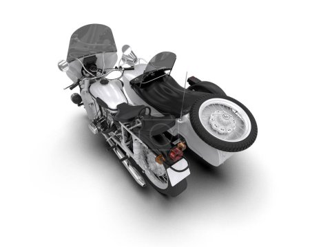 Téléchargez les photos : Moto avec side-car isolé en arrière-plan. rendu 3d - illustration - en image libre de droit