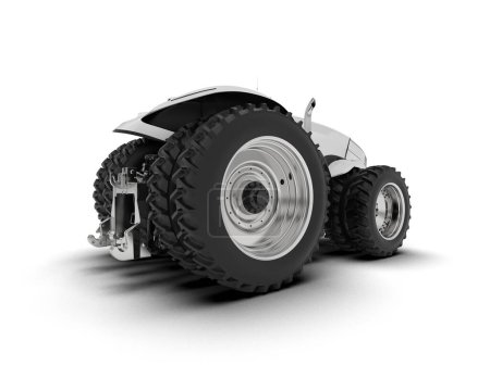 Foto de Tractor sin conductor aislado en el fondo. representación 3d - ilustración - Imagen libre de derechos