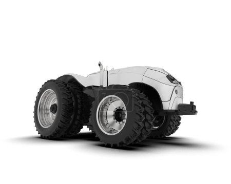 Téléchargez les photos : Tracteur sans conducteur isolé en arrière-plan. rendu 3d - illustration - en image libre de droit