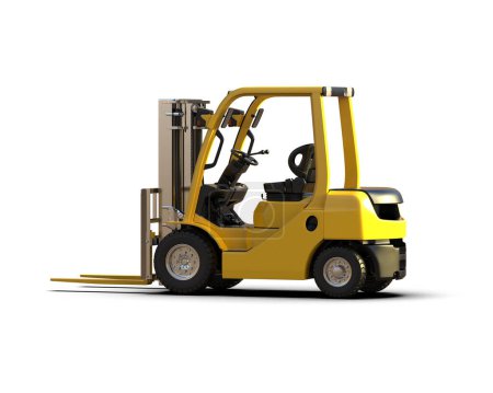 Photo for Fork lift isolated on background. 3d rendering - illustration - Royalty Free Image