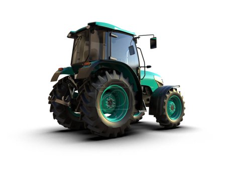 Téléchargez les photos : Tractor isolated on background. 3d rendering - illustration - en image libre de droit