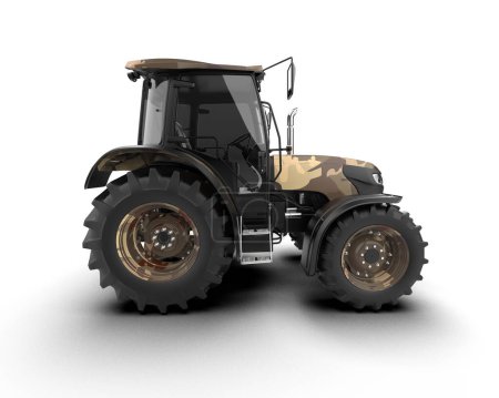 Téléchargez les photos : Tractor isolated on background. 3d rendering - illustration - en image libre de droit