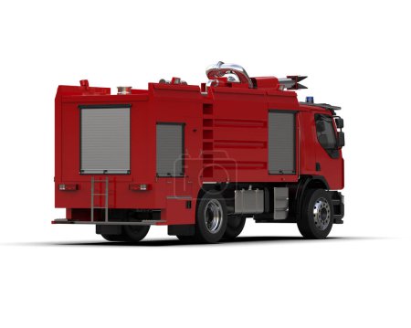 Téléchargez les photos : Camion d'incendie isolé en arrière-plan. rendu 3d - illustration - en image libre de droit