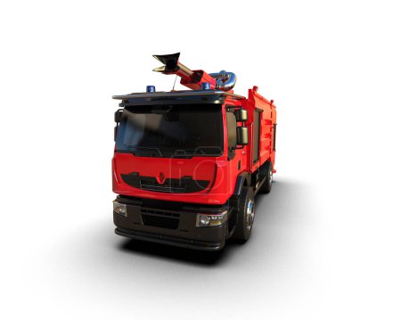 Photo for Fire truck isolated on background. 3d rendering - illustration - Royalty Free Image