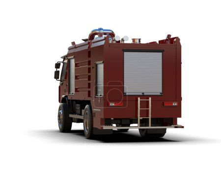 Foto de Camión de bomberos aislado en segundo plano. representación 3d - ilustración - Imagen libre de derechos