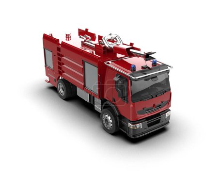 Téléchargez les photos : Camion d'incendie isolé en arrière-plan. rendu 3d - illustration - en image libre de droit