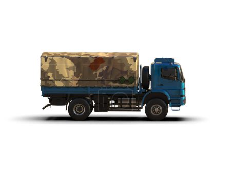 Téléchargez les photos : Camion militaire isolé sur fond. rendu 3d - illustration - en image libre de droit
