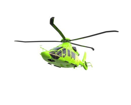Hubschrauber isoliert auf weißem Hintergrund. 3D-Darstellung - Illustration
