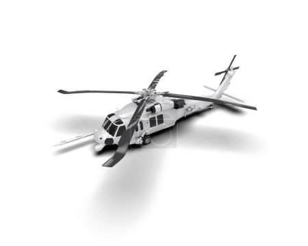 Téléchargez les photos : Hélicoptère de guerre isolé sur fond. rendu 3d - illustration - en image libre de droit
