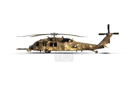 Photo for War helicopter isolated on background. 3d rendering - illustration - Royalty Free Image