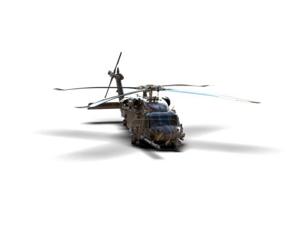 Téléchargez les photos : Hélicoptère de guerre isolé sur fond. rendu 3d - illustration - en image libre de droit