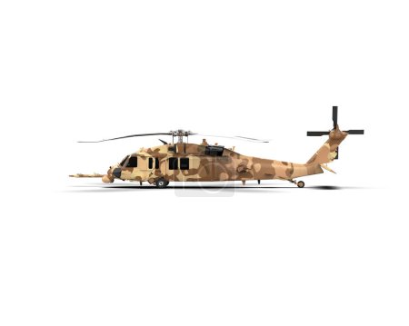 Helicóptero de guerra aislado en el fondo. representación 3d - ilustración