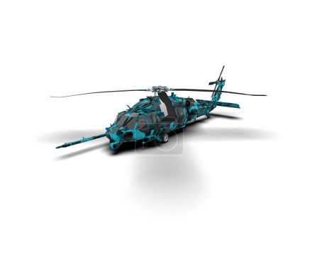 Hélicoptère de guerre isolé sur fond. rendu 3d - illustration