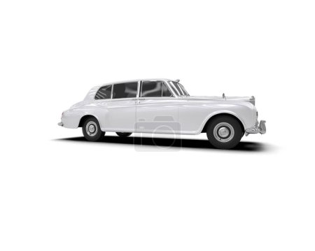 Téléchargez les photos : Voiture de luxe blanche isolée sur fond blanc. rendu 3d - illustration - en image libre de droit