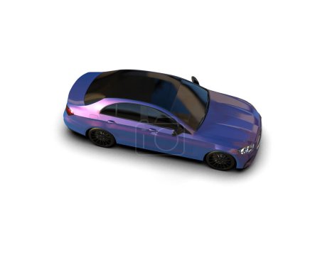 Foto de Ilustración 3D. Moderno coche azul aislado sobre fondo blanco. - Imagen libre de derechos