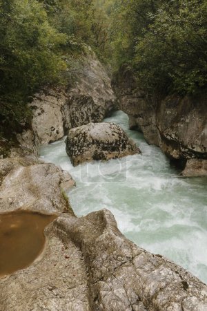 Photo for Soca river creates one of the most beautiful canyon in europe. - Royalty Free Image