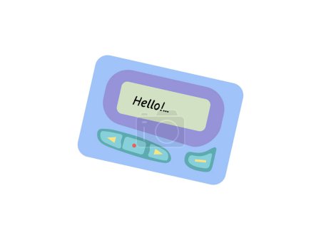 Classic y2k, 90s and 2000s aesthetic. Flat style pager, beeper, vintage element.  Hand-drawn vector illustration. Patch, sticker, badge, emblem.