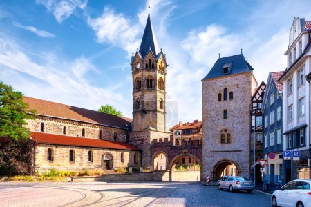 Photo for Eisenach city, Karlsplatz with Nikolai church and Nikolai gate - Royalty Free Image