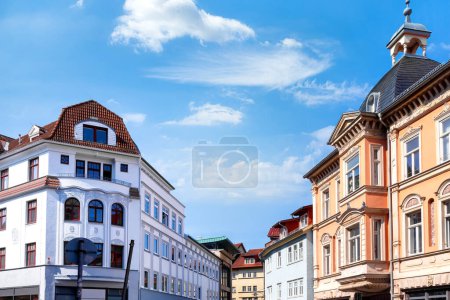 Photo for Eisenach, Thueringen, beautiful buildings in the old town on a sunny day with blue sky - Royalty Free Image