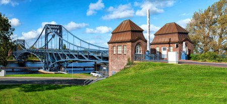 Photo for View to the Kaiser-Wilhelm-Bridge over the Ems-Jade Kanal in Wilhelmshaven, Germany - Royalty Free Image