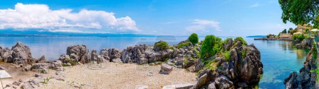 Beautiful coastline on a sunny day in Lovran, Istria, Croatia